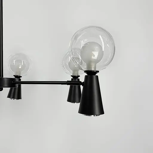 Чорна люстра ABELINA з 6-ма подвійними плафонами на 2 джерела світла Line.F YG 8006/6+6 BK - фото 5