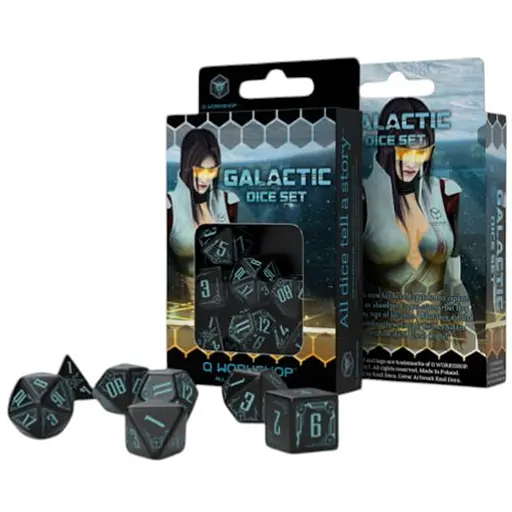 Набір кубиків Galactic Black & blue Dice Set , 7 шт. (SGAL67) - фото 1