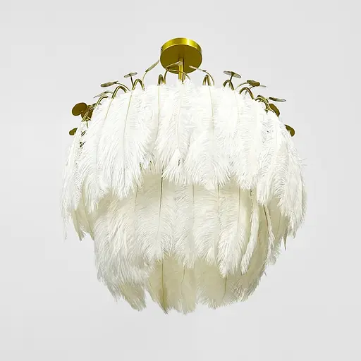 Роскошная золотая люстра с перьями Ø 55 см | Line F | Ст. AS147-550 WT - фото 7