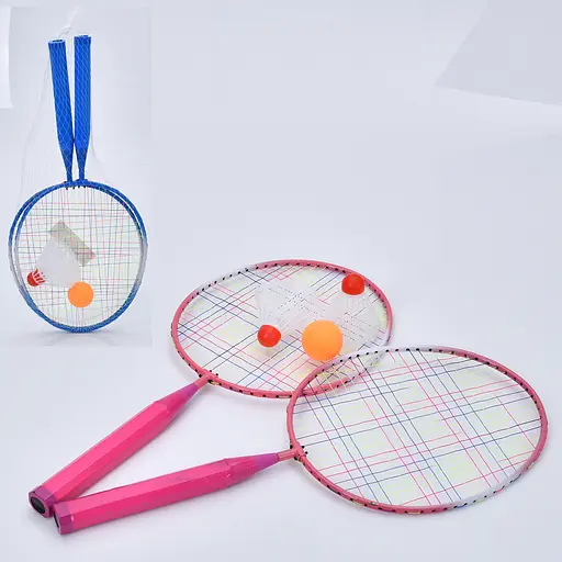 Набір для бадмінтону металевий, 2 ракетки 45 см, 2 волани, пластиковий м’яч 4 см, у сітці (В асортименті) - фото 2