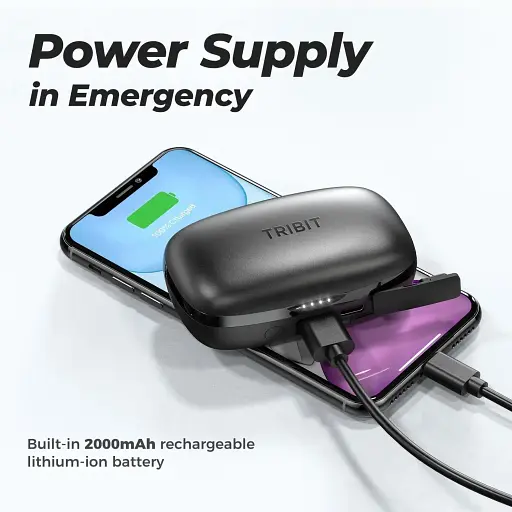 Бездротові навушники Tribit FlyBuds 3 TWS із зарядним кейсом на 2600 mAh чорні - фото 6