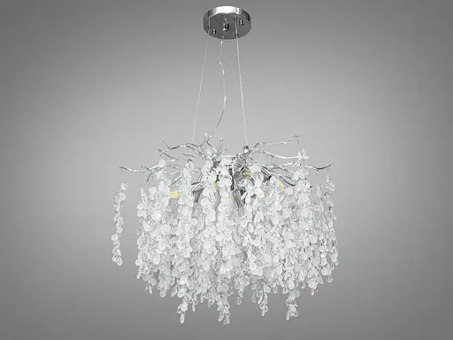 Дизайнерська підвісна кришталева люстра Гліцинія, 8 ламп, хром - фото 3