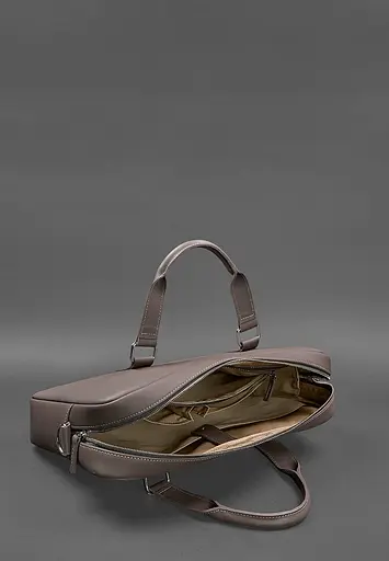 Шкіряна сумка для ноутбука і документів темно-бежева - фото 5