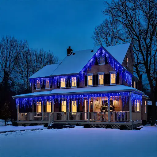 Вулична гірлянда Бахрома GarlandoPro 50 м 840 LED білий дріт Синій 50MWBL - фото 4