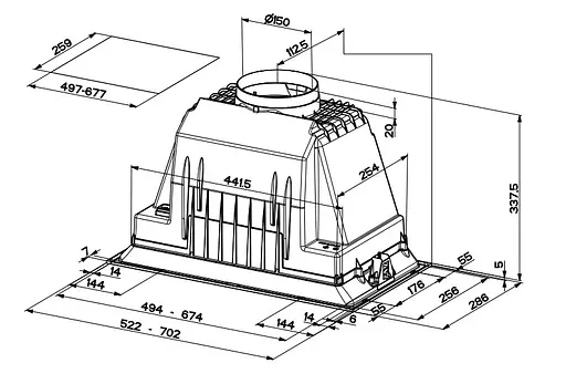 Вытяжка встраиваемая Faber 52 см, 969 м3/ч, Inka Plus Hc X A52, нержавеющая сталь - фото 3