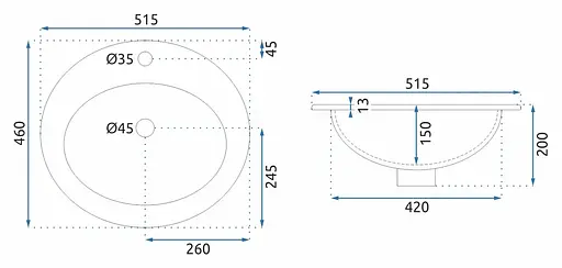 Умивальник Rea Dalia white врізний white REA-U4122, Білий - фото 6