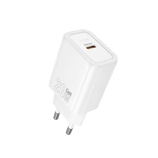 Мережевий зарядний пристрій Hoco N60 Gentle single port PD20W charger (EU) білий - фото 1