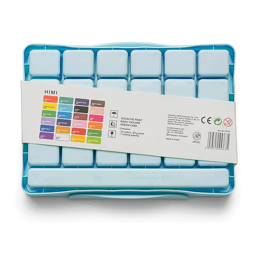 Набор гуашевых красок Jelly Cup 24×30 мл голубой пластиковый пенал HIMI - фото 5