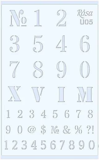 Трафарет багаторазовий універсальний №U05 Алфавіти 13×20 прозорий 0,5мм Rosa Talent - фото 1