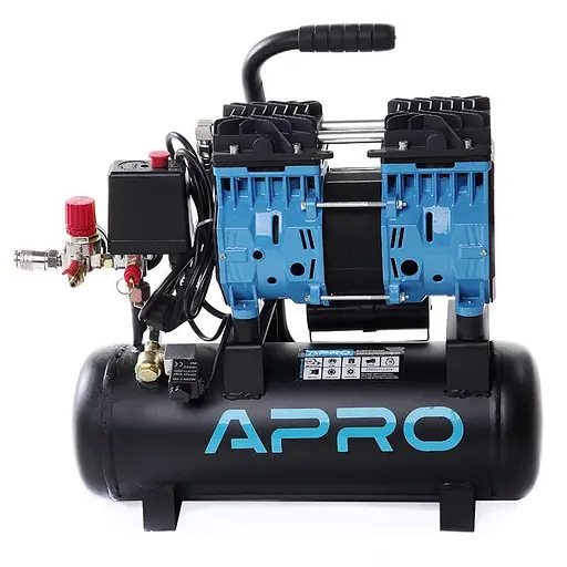 Компресор двоциліндровий безмасляний Apro OFE-9 0,6кВт 152 л/хв 9 л 30412 - фото 1