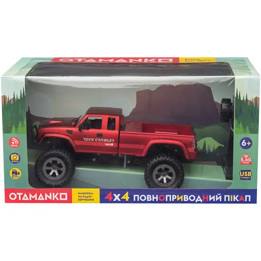 Машинка Otamanko 4x4 полноприводный пикап с камерой красный - фото 3
