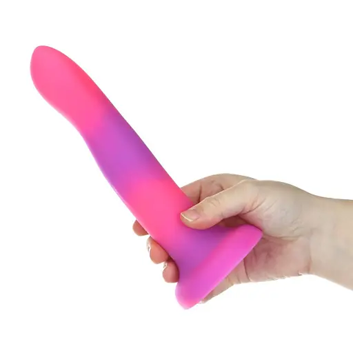Фалоімітатор Addiction Rave 8″, що світиться в темряві, Glow in the Dark Dildo Pink Purple, 20,3 см - фото 5