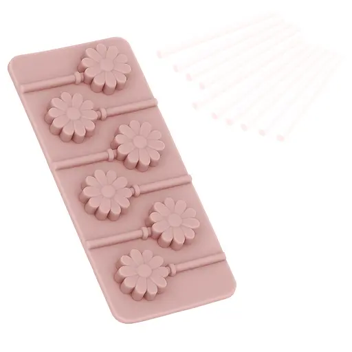 Силиконовая форма для леденцов и конфет на палочке "Цветок", Kitchen Master Бежевый 87399 - фото 4