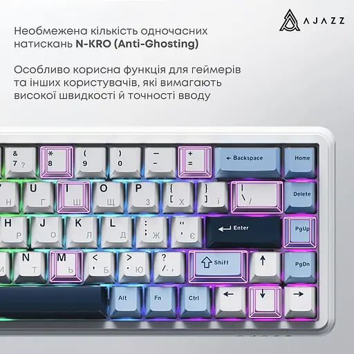 Клавіатура Ajazz AK680 MAX Magnetic switches Blue White Dark Blue (AK680-M-BWD-AW) - фото 6