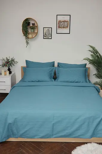 Пододеяльник Moon&Star Satin Stripe Stripe Green Двуспальный 175x210 см - фото 2