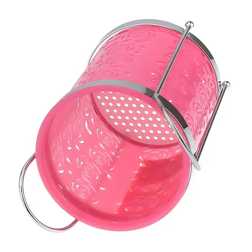 Підставка стійка хромована для столових приладів Троянди на ніжках пластмасова вставка Ø 10.5 см H 18 см, Kitchen Master Фіолетовий 86129 - фото 5