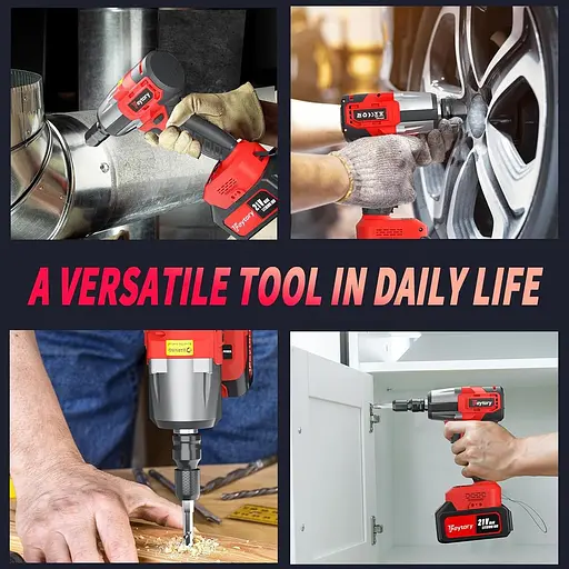 Електричний акумуляторний гайковий ключ 550 нм, набір ударних викруток з батарейним живленням 1/2 зі змінною швидкістю 2500 н/хв - фото 6