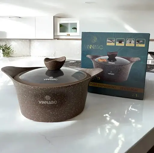 Каструля Vinnarc кругла 22 см 3.1 л темно-коричневий (CO-A0322NS) - фото 6