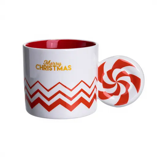 Чашка фарфоровая новогодняя Marry Christmas 350 мл Белый с красным Yiwu FM-CS-51WR