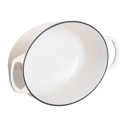 Гусятниця чавунна емальована з кришкою на 6 літрів Ø26 см каструля для тушкування запікання Yiwu HP-1-10-WHITE - фото 3