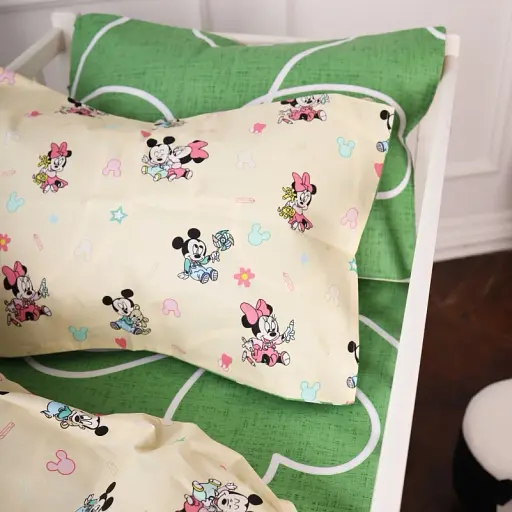 Наволочка MirSon Бязь Kids Time 20-0043 Green Mikey Mouse 50х70 см зелена з бежевим (2200009640766) - фото 5