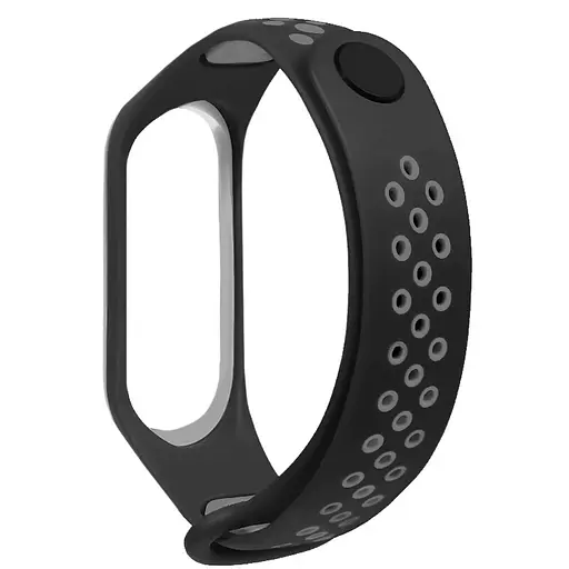 Ремінець для фітнес-браслета MiJobs для Xiaomi Mi Band 3 і 4 Nike design чорний з сірим - фото 2