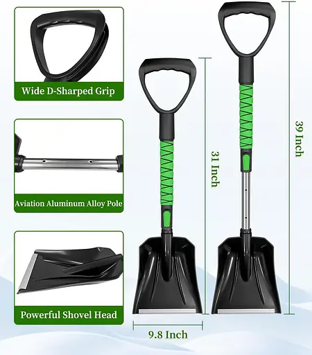 Щітка та висувна лопата для снігу SEAAES з поролоновою рукояткою, скребок для снігу для автомобілів, позашляховиків, вантажівок - фото 3