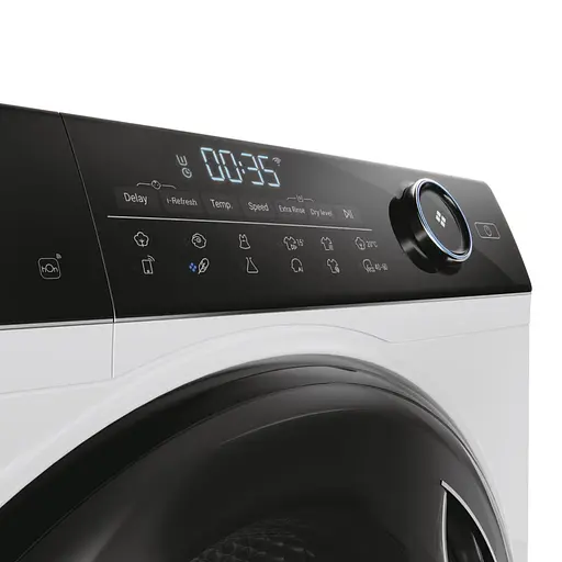 Стирально-сушильная машина Haier фронтальная 9(6) кг 1400 A 60 см дисплей пара инвертор люк черный прямой привод белый - фото 6