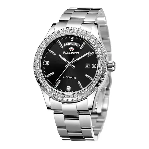 Наручний годинник жіночий 6919 Silver-Black Forsining acs0031382