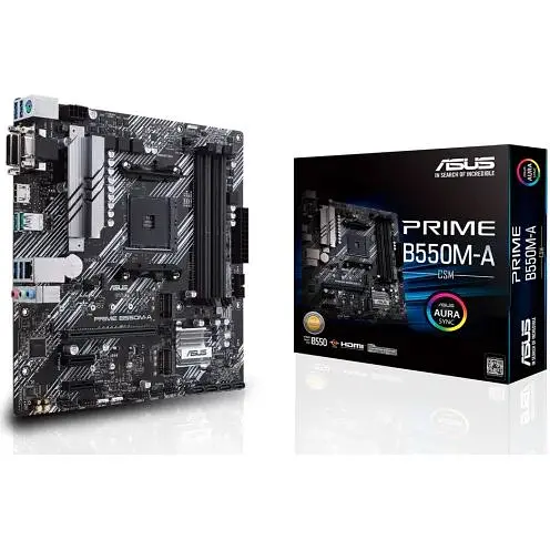 Материнская плата Asus Prime AM4 (B550) B550M-A/CSM, B550, 4xDDR4, Int.Video (CPU), 4xSATA3, 2xM.2, 1xPCI-E 16x 4.0, 2xPCI-E 1x 3.0,TL 8xUSB3.2/4xUSB2.0, VGA/DVI-D/HDMI, MicroATX - фото 2