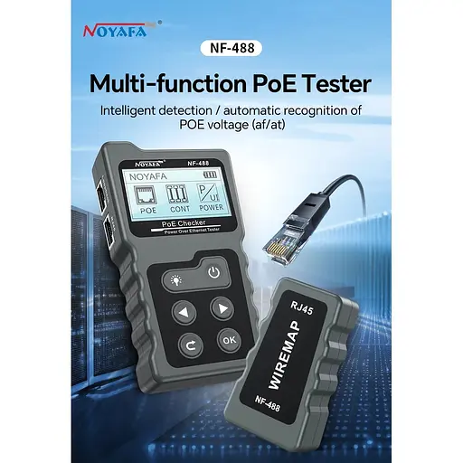 Кабельний тестер Noyafa NF-488 багатофункціональний функція PoE Ping для RJ45 DC (18887) - фото 3