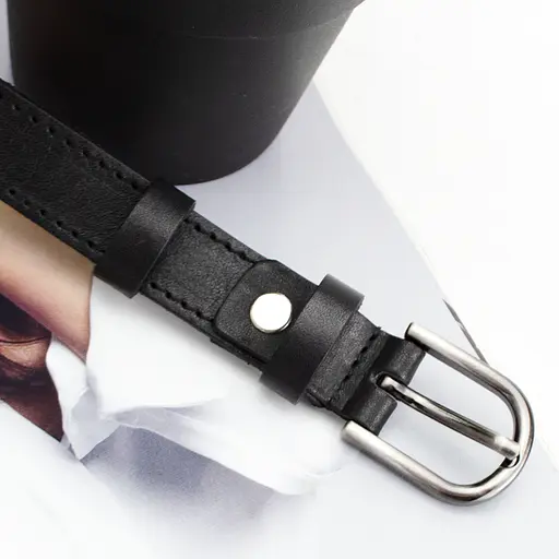 Ремень женский кожаный черный узкий SF-2006 (125 см) - фото 5