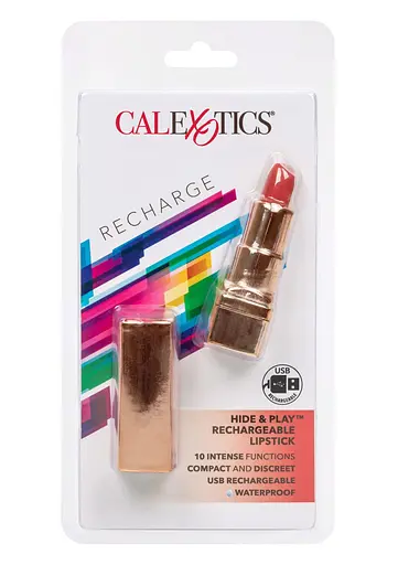 Вібратор для клітора CalExotics Hide Play Lipstick Recharge 7.5 см червоний - фото 8