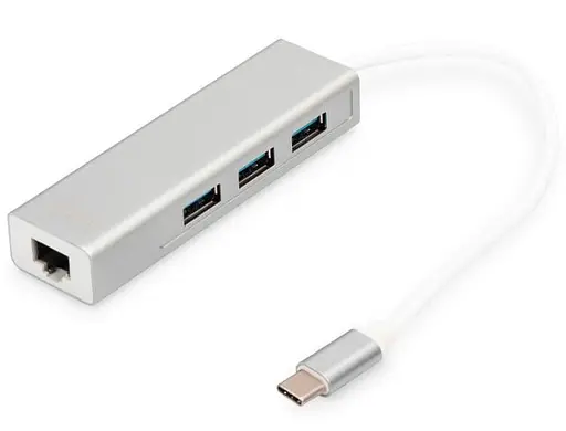USB-Хаб Digitus USB-C - USB 3.0 3 Port Hub + Gigabit Ethernet (DA-70255) - фото 1