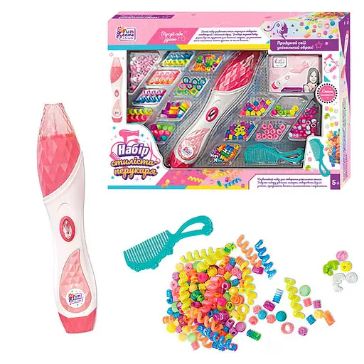 Набір стиліста 39407 4FUN Game Club, прилад для зачісок, бісер, кліпси, пружинки, в коробці (6945717419650) - фото 1