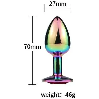 Анальна пробка SKN-Rainbow 08 з кристалом хамелеон (розмір S), Радуга - фото 4