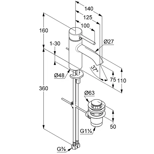 Смеситель для умывальника Kludi Bozz 75 DN 15 382700576 - фото 3