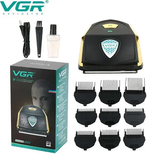 Мужской аккумуляторный триммер VGR V-910 с 9 насадками дисплеем машинка для стрижки IPX7 10 Вт - фото 10
