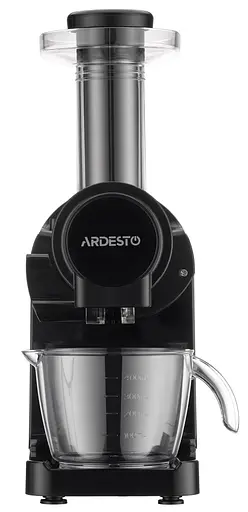 Соковитискач Ardesto JEG-1500S, Black, шнекова, 200Вт, повільне віджимання 90об/хв, ємність для соку 400мл, ємність для м'якоті 700мл, крапля-стоп, малошумний двигун, реверс, щіточка для очищення - фото 5