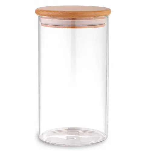 Банка для хранения продуктов с бамбуковой крышкой. Органайзер для круп [MD]