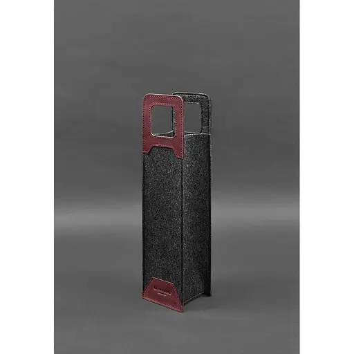 Чехол для вина BlankNote Crazy Horse 1.0 из фетра с кожаными вставками бордовый - фото 3
