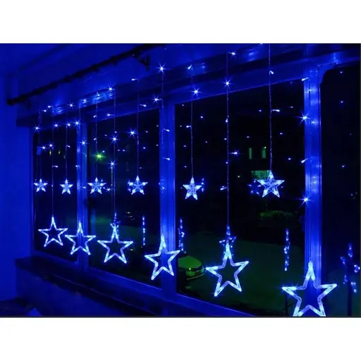 Гірлянда штора "Зірки" ZABI-8 USB 120 L, 3*1 м, USB+батарейка, синя - фото 3