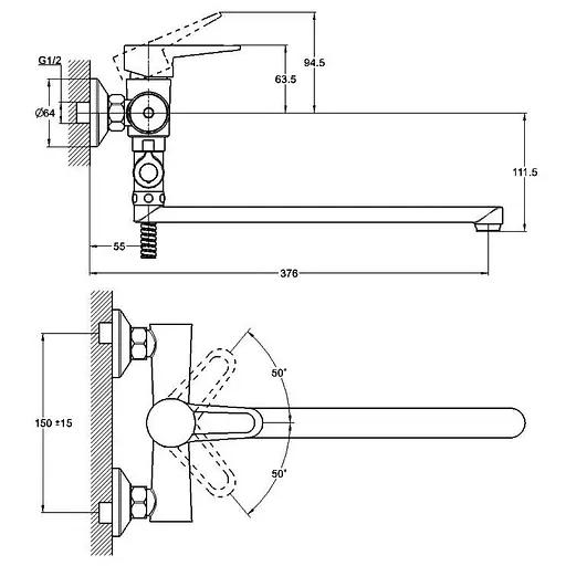 Змішувач для ванни Zegor PUD6-A045 одноважільний 30412 - фото 7