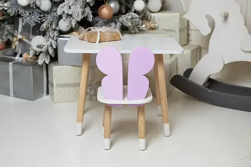 Дитячий прямокутний столик (Білий) та стільчик Метелик (Фіолетовий) - фото 3