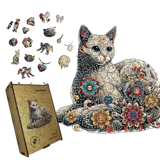 Пазл деревянный Киса Бусинка, А3, 200 элементов, Картонная коробка