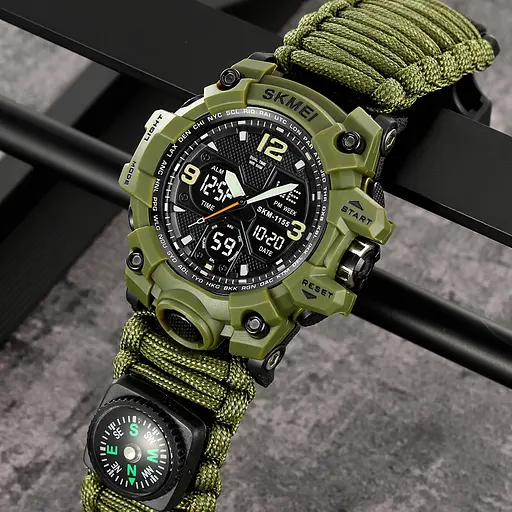 Наручний годинник чоловічий 1155BNAG Army Green Skmei acs0030848 - фото 4