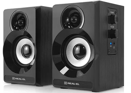 Колонки 2.0 Real-El S-217 Black, 2 x 6 Вт, МДФ, питание от сети 220V, управление спереди - фото 4