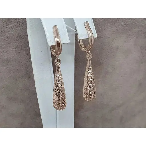 Золоті сережки-підвіски Favoritum з алмазною гранню. 210268_А - фото 3