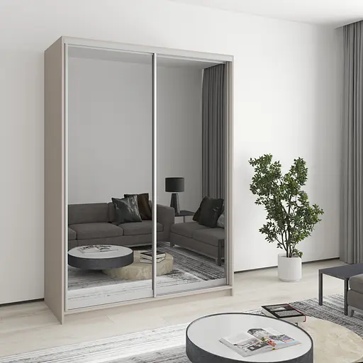 Шафа-купе дводверна MebelStar Стандарт AL 2 Дзеркала 150x60x210 см Кашемір (MBS-2545)