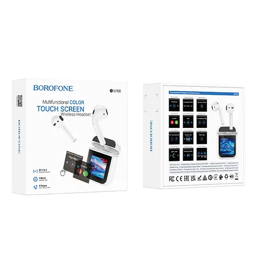 Бездротові навушники BOROFONE BW86 Brocade true wireless BT headset with touch screen White - фото 2